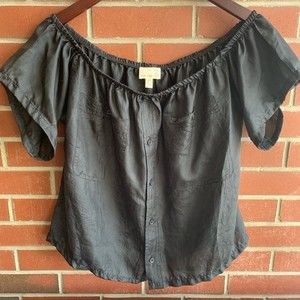 Urban Renewal Black Off-Shoulder Silky Shirt